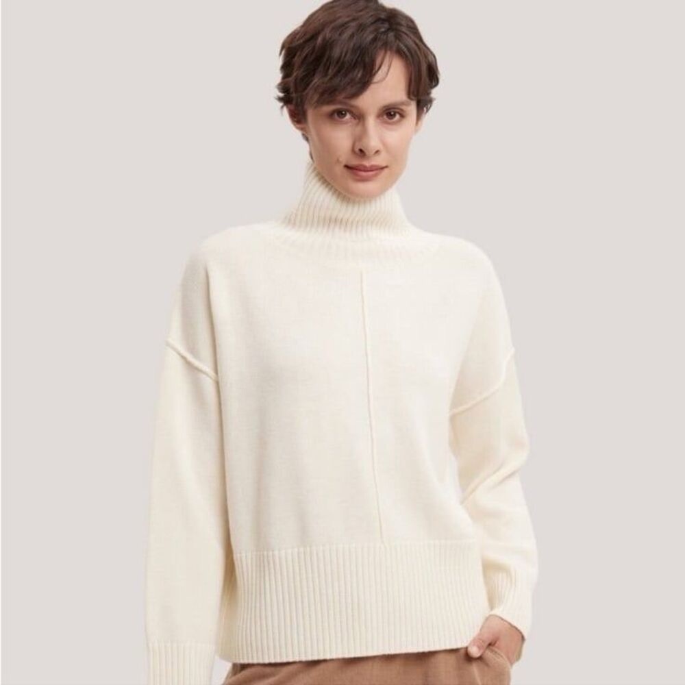Gentle Herd Merino Wool Sweater XS Cream Oversized Knit Luxe Minimalist NWOT